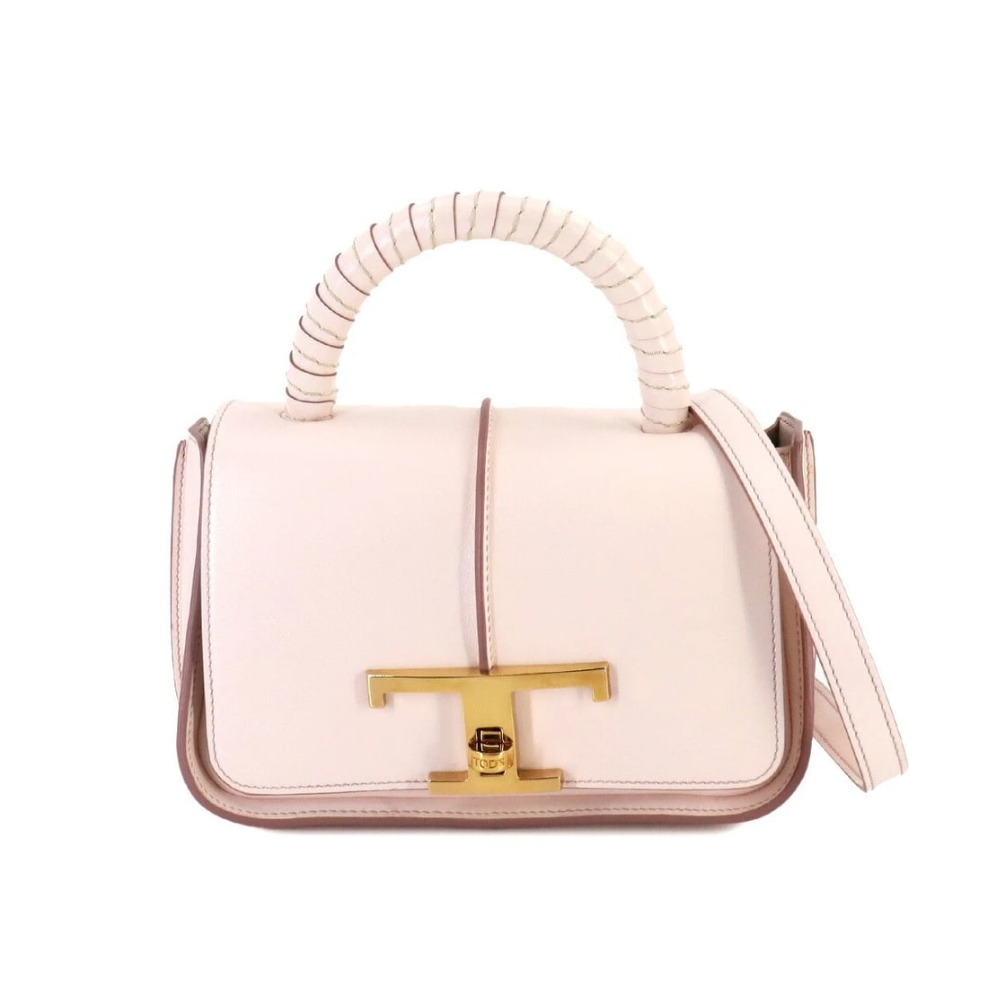 TOD'S TIMELESS 2WAY HAND SHOULDER BAG: TOD'S TIMELESS 2WAY HAND SHOULDER BAG Brand: TOD'S Type: Hand Bag / Shoulder Bag Material: Leather Color: Pink Size: W 7.87 inch, H 5.12 inch, D 3.94 inch Handle 8.9inch (22.5cm) Accessories: Non