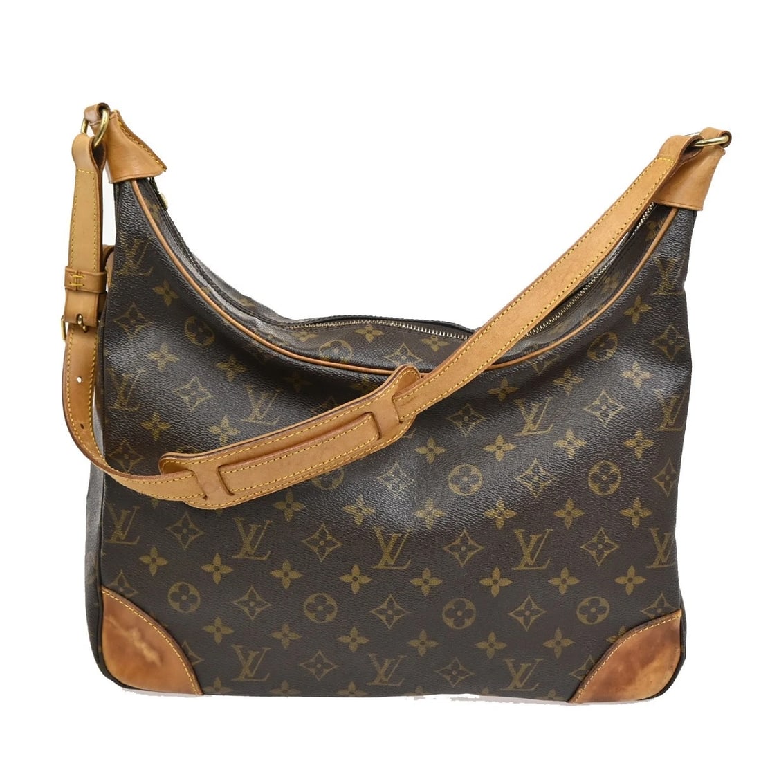 LOUIS VUITTON BOULOGNE 35 SHOULDER BAG MONOGRAM LEATHER BROWN: LOUIS VUITTON BOULOGNE 35 SHOULDER BAG MONOGRAM LEATHER BROWN Brand: LOUIS VUITTON Type: Shoulder Bag Material: Monogram Leather Color: Brown Size: W 13.8 x H 8.7 x D 4.3 " (approx.) SHOULDER DROP