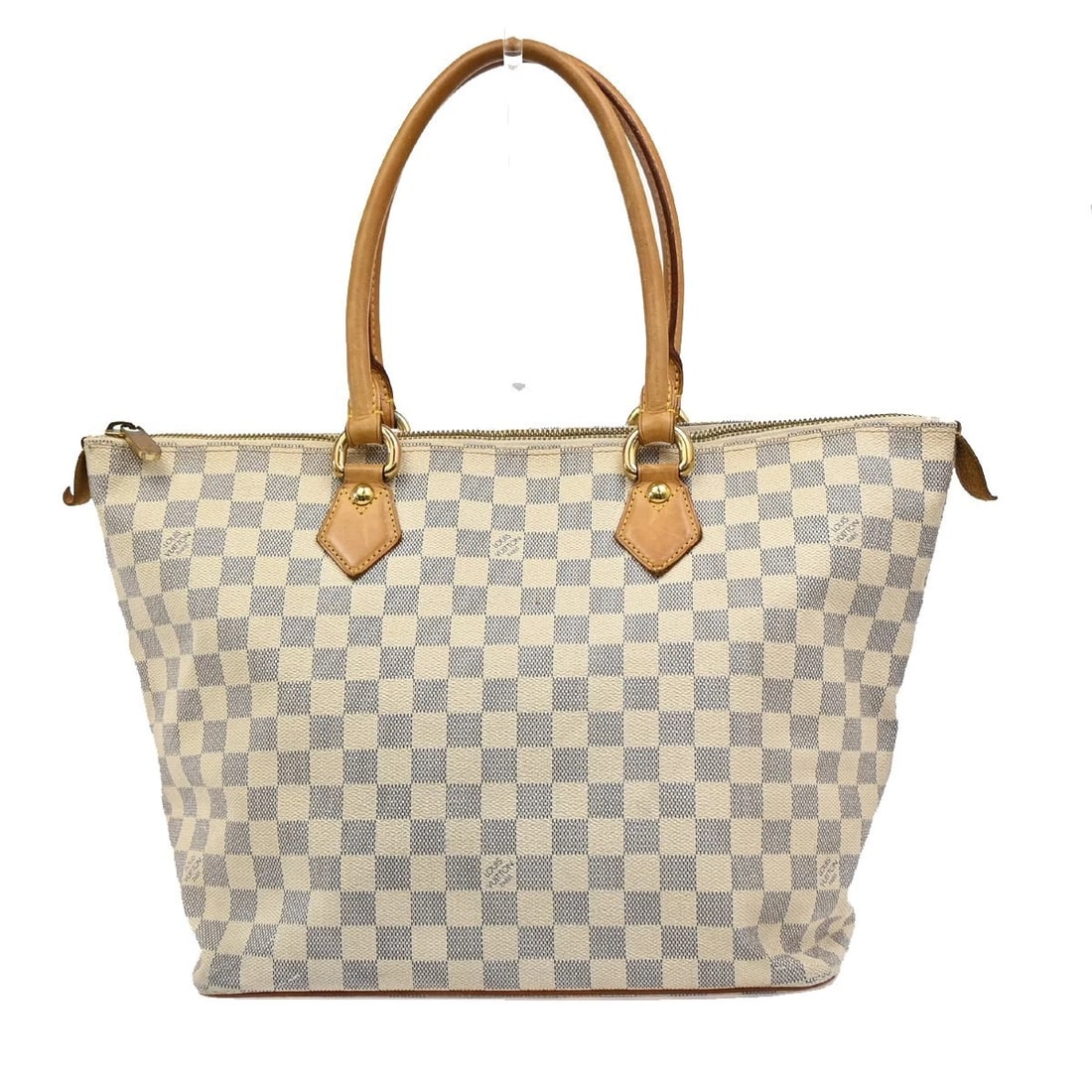 LOUIS VUITTON SALEYA MM SHOULDER BAG DAMIER AZUR LEATHER WHITE (1 of 12)