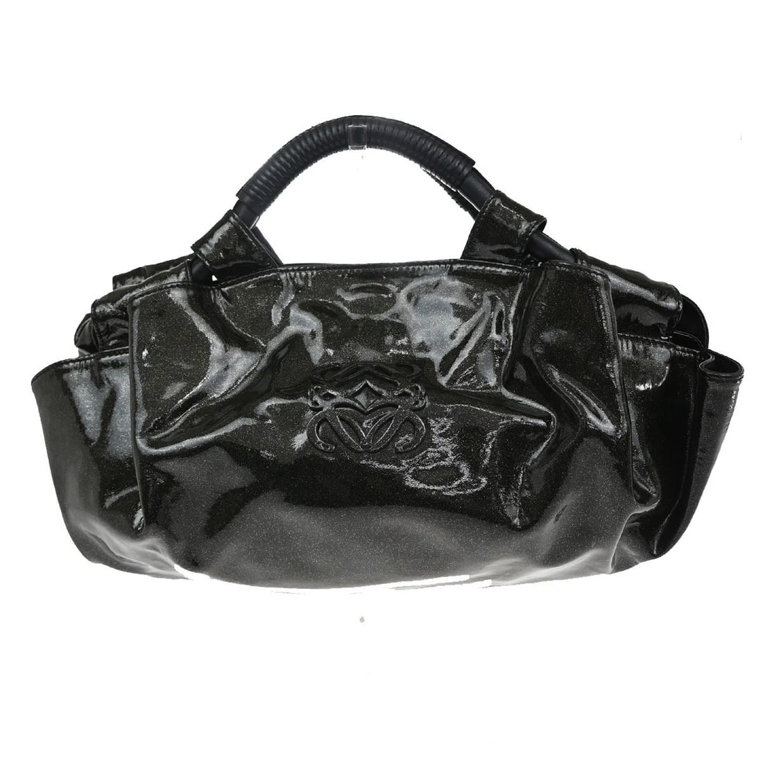 LOEWE ANAGRAM GLITTER NAPPA AIRE HAND BAG PATENT LEATHER BLACK (1 of 8)