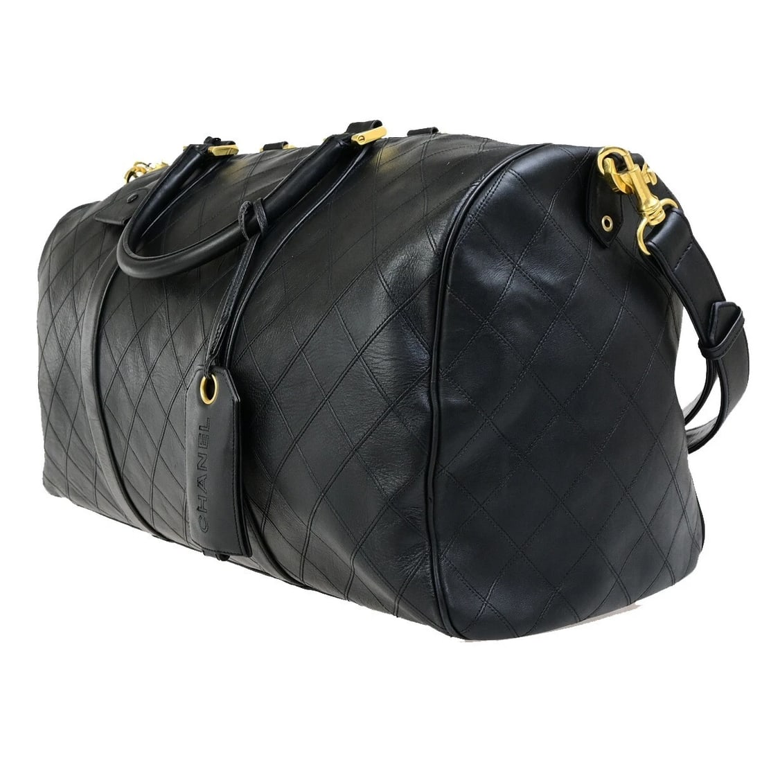 CHANEL BICOLORE 2WAY TRAVEL SHOULDER HAND BAG LEATHER BLACK (1 of 8)