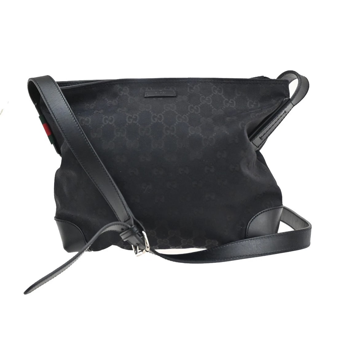 GUCCI GG SHERRY CANVAS SHOULDER MESSAGE BAG LEATHER BLACK: GUCCI GG SHERRY CANVAS SHOULDER MESSAGE BAG LEATHER BLACK Brand: Gucci Type: Shoulder Bag Material: Canvas, Leather Color: Black Size: W 10.2 x H 9.1 x D 3.5 " (approx.) SHOULDER DROP ( inch /cm )
