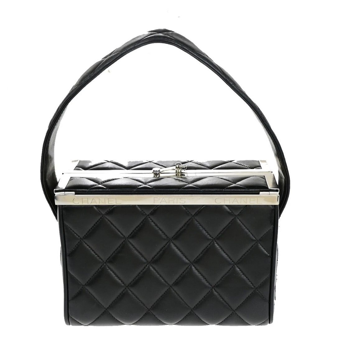 CHANEL CC MATELASSE VANITY HAND BAG BOX LEATHER BLACK (1 of 9)