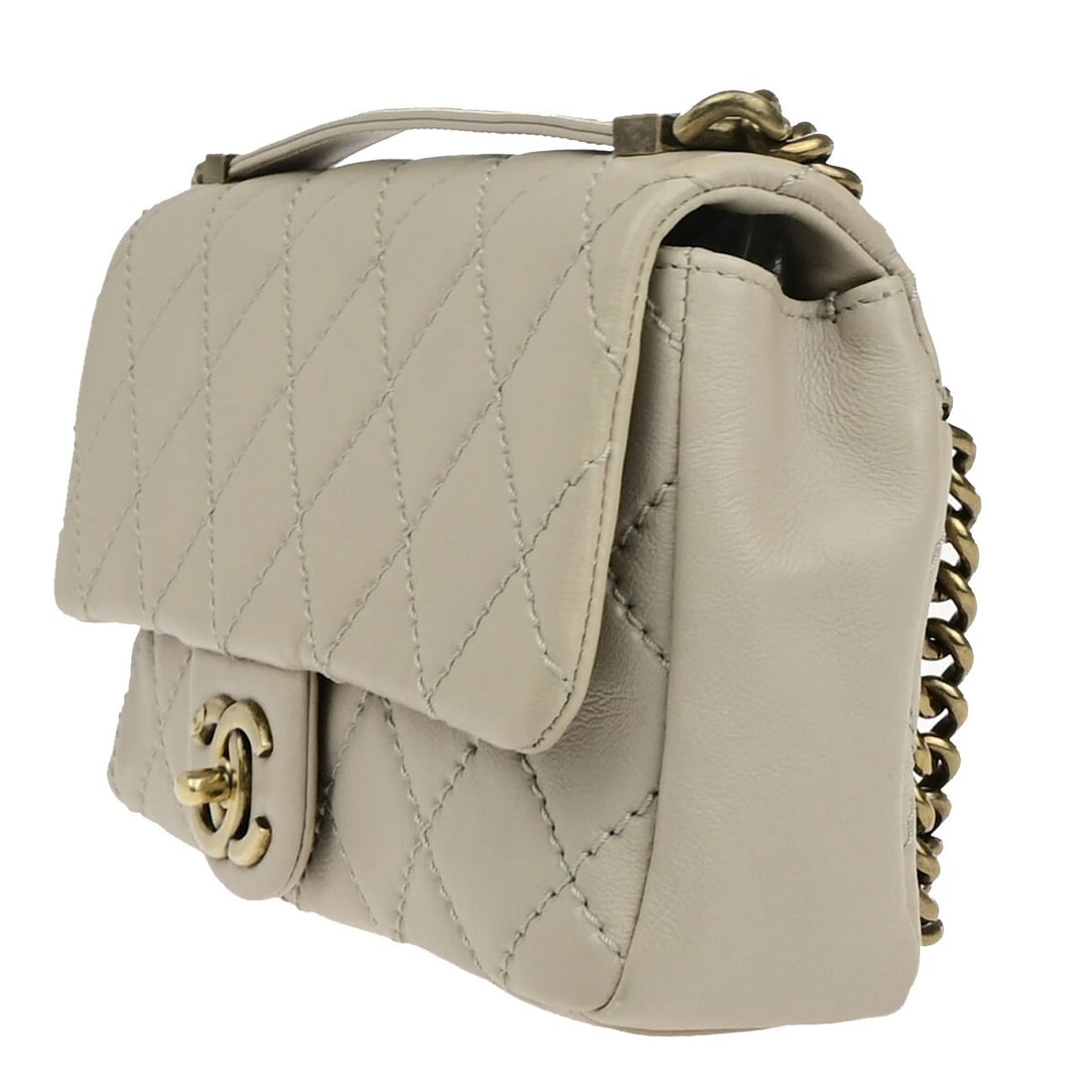 CHANEL CC MATELASSE 25 2WAY CHAIN SHOULDER HAND BAG LEATHER BEIGE (1 of 11)