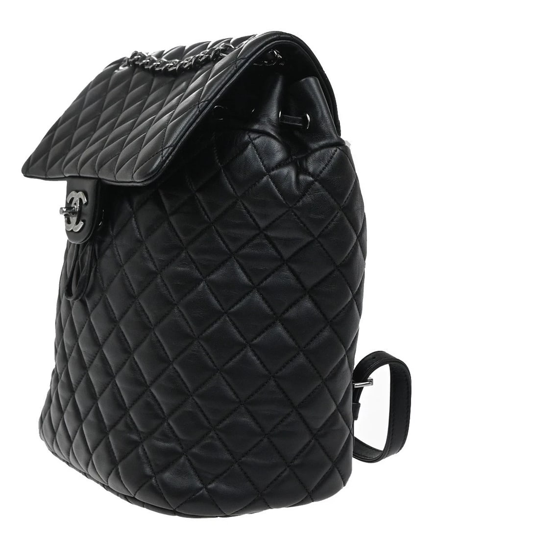 CHANEL CC LOGO MATELASSE CHAIN BACKPACK BAG LEATHER BLACK (1 of 10)