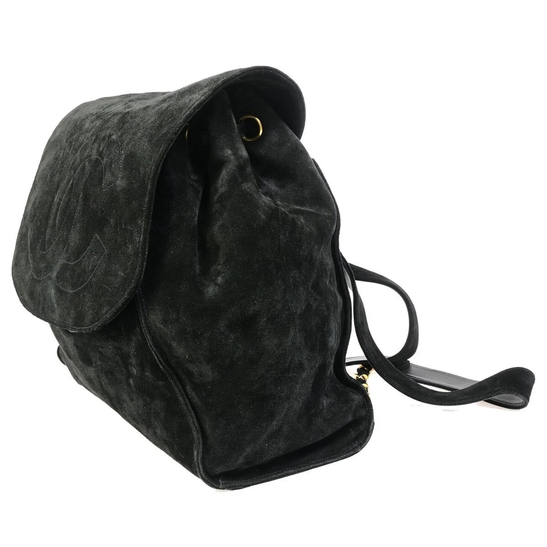 CHANEL CC LOGO CHAIN BACKPACK BAG SUEDE LEATHER BLACK (1 of 10)