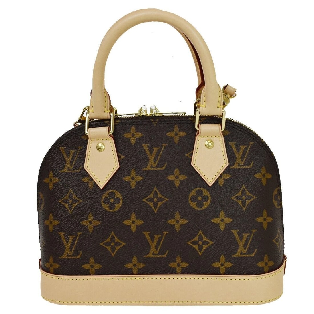 LOUIS VUITTON ALMA BB 2WAY HAND BAG MONOGRAM LEATHER BROWN GOLD (1 of 11)