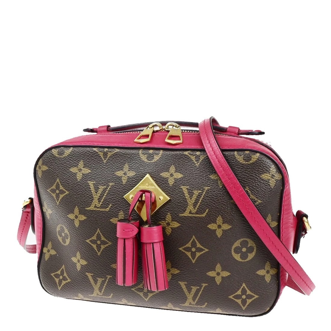 LOUIS VUITTON SAINTONGE SHOULDER BAG MONOGRAM LEATHER BROWN PINK (1 of 11)