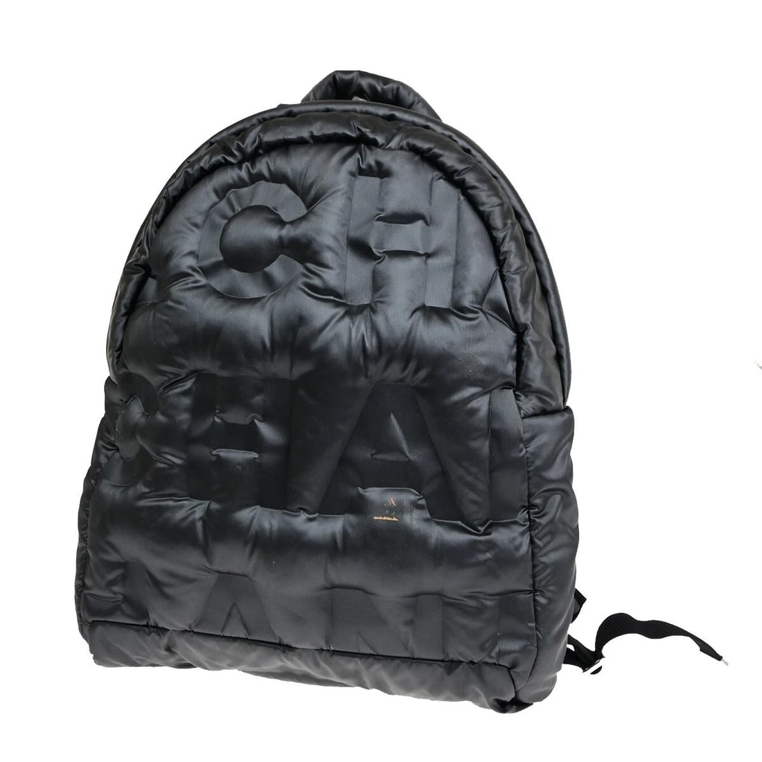 CHANEL DOUDOUNE BACKPACK EMBOSSED NYLON LEATHER GRAY BLACK (1 of 10)