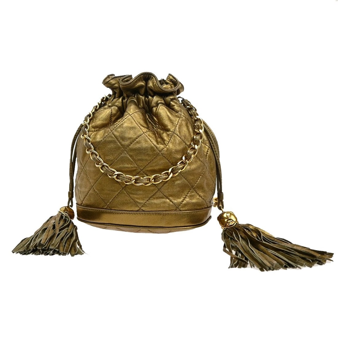 CHANEL CC MATELASSE DRAWSTRING TASSEL MINI CHAIN SHOULDER BAG LEATHER (1 of 9)
