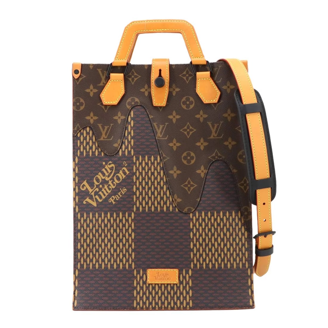 LOUIS VUITTON GIANT DAMIER MINI TOTE SHOULDER BAG EBENE: LOUIS VUITTON GIANT DAMIER MINI TOTE SHOULDER BAG EBENE Brand: LOUIS VUITTON Type: Tote Bag / Shoulder Bag Material: Giant Damier Canvas , Monogram Canvas Color: Ebene , Monogram Size: W 9.84 inch