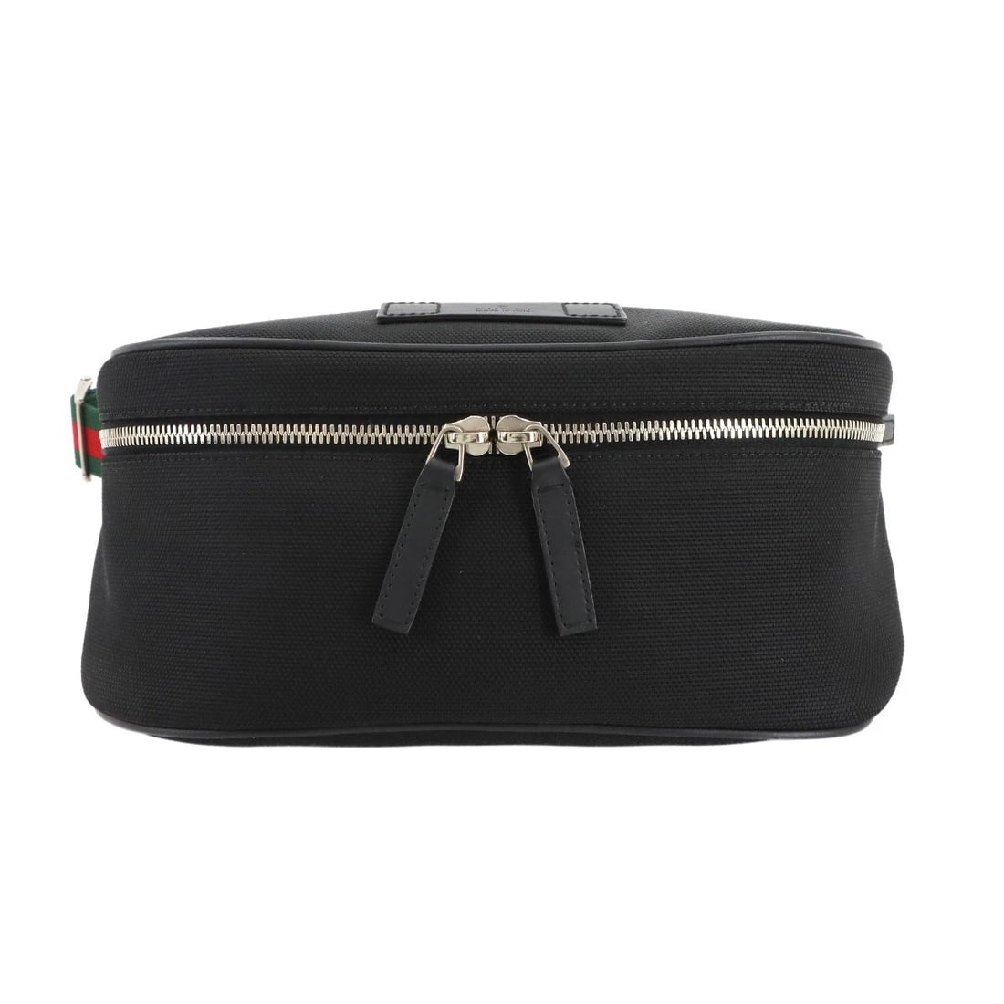 GUCCI WEB STRIPE BELT BAG NYLON CANVAS LEATHER BLACK: GUCCI WEB STRIPE BELT BAG NYLON CANVAS LEATHER BLACK Brand: GUCCI Type: Belt Bag Material: Nylon canvas , Leather Color: Black Size: W 10.83 inch, H 4.72 inch, D 5.31 inch Shoulder (Max.) 37.8inch