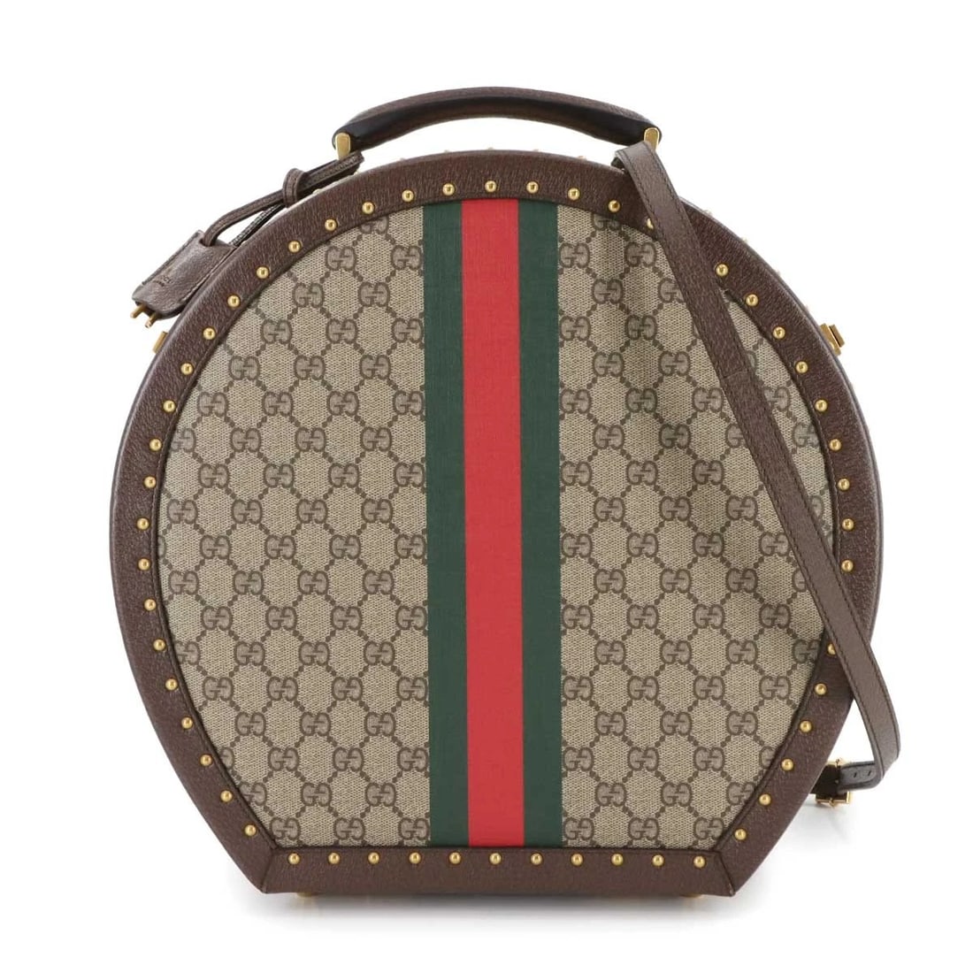 GUCCI GG SUPREME HAT BOX 2WAY HAND BAG CANVAS LEATHER (1 of 6)