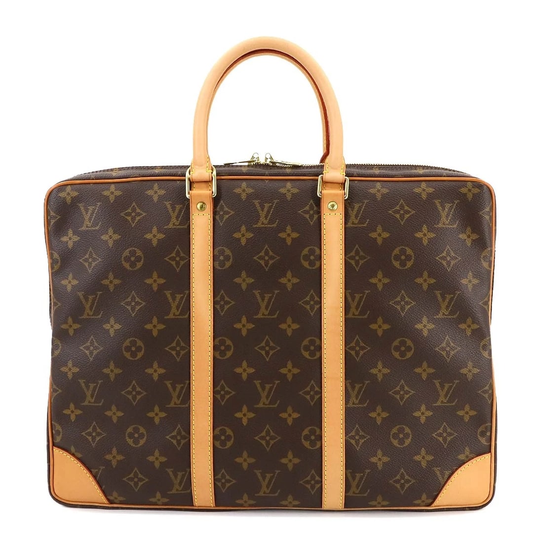 LOUIS VUITTON MONOGRAM PORTE DOCUMENTS VOYAGE BRIEFCASE BROWN: LOUIS VUITTON MONOGRAM PORTE DOCUMENTS VOYAGE BRIEFCASE BROWN Brand: LOUIS VUITTON Type: Briefcase Material: Monogram Canvas Color: Monogram Size: W 16.14 inch, H 11.81 inch, D 2.56 inch Handle 11