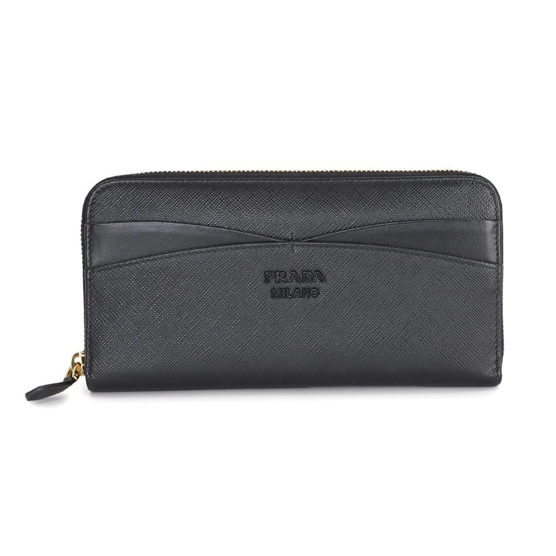 PRADA ZIPPED AROUND LONG WALLET SAFFIANO LEATHER BLACK (1 of 4)