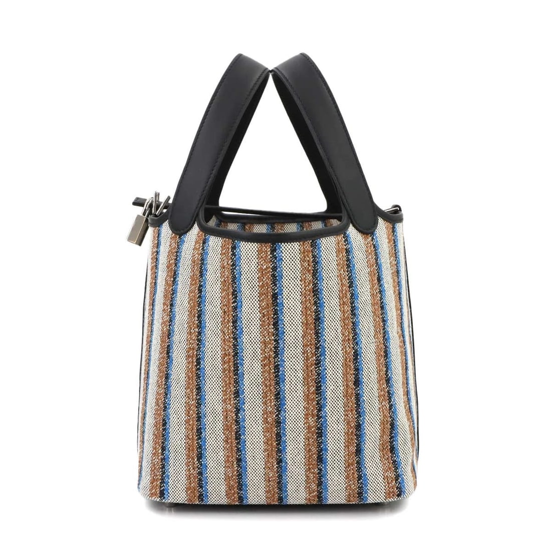 HERMES PICOTIN LOCK PM COUVERTURE TOILE H SWIFT BLACK ECRU (1 of 8)