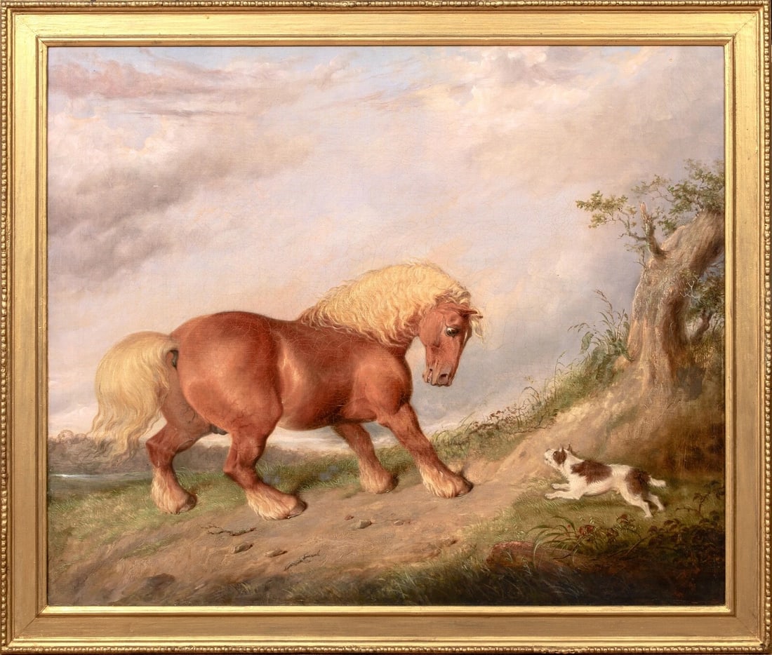 SHIRE HORSE & TERRIER DOG PORTRAIT OIL PAINTING (1 of 9)
