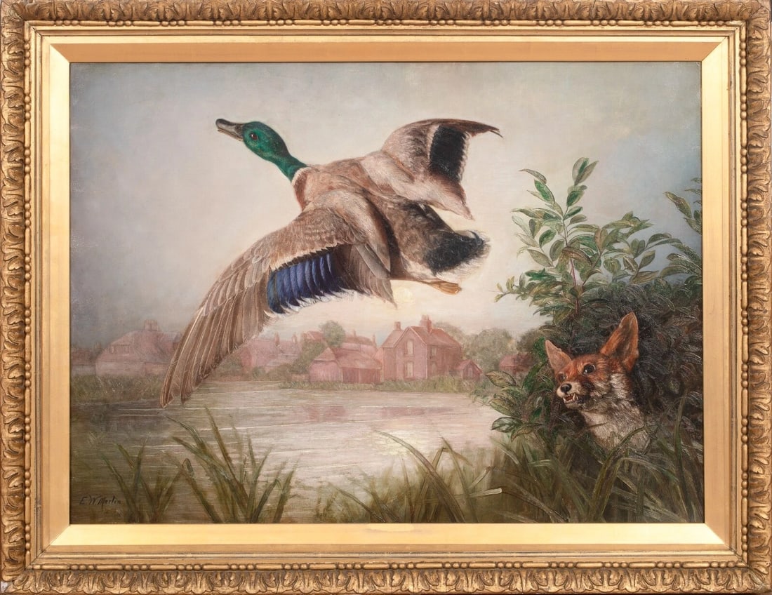 FOX & MALLARD DUCK OIL PAINTING (1 of 9)