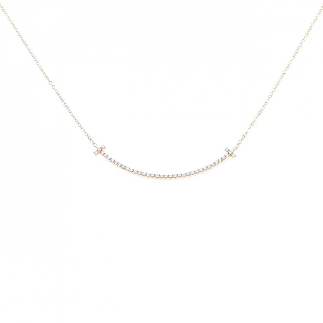TIFFANY T SMILE SMALL NECKLACE: Tiffany T Smile Small Necklace Brand: Tiffany Type: Necklace Material: 750 Pink Gold Main Stone/Creation Natural Color: Pink Gold Size: 41cm Accessories: None Accessories Notice: When