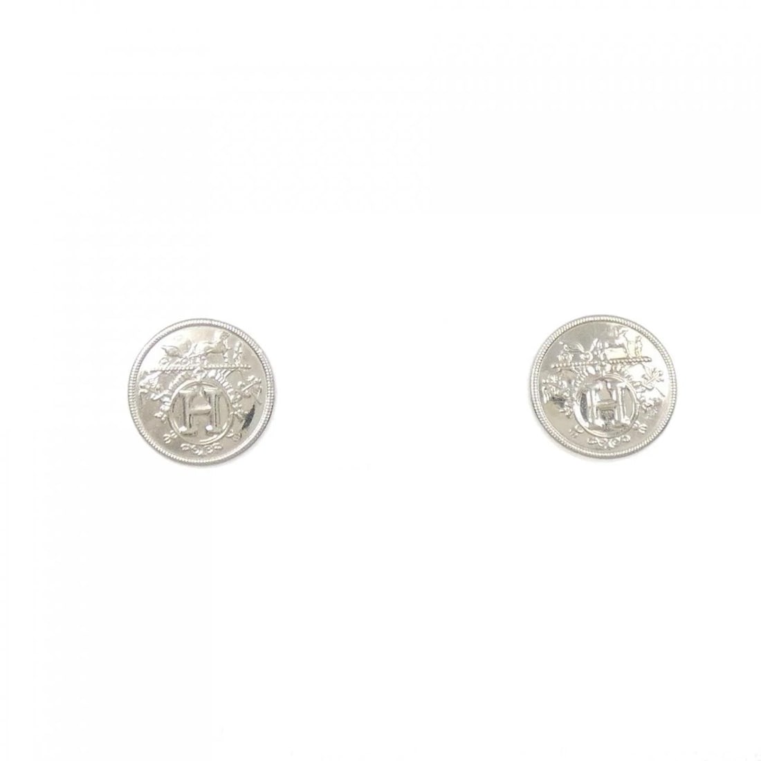 HERMES EX LIBRIS TPM EARRINGS: HERMES Ex Libris TPM Earrings Brand: HERMES Type: Earrings Material: 925 Silver Color: Silver Size: ActualSize Diameter: 8.3mm Accessories: None Accessories Notice: When purchasing pre-owned
