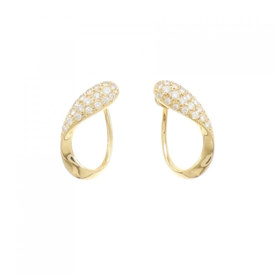 MIKIMOTO DIAMOND EARRINGS: MIKIMOTO Diamond Earrings Brand: MIKIMOTO Type: Earrings Material: K18 Yellow Gold Main Stone/Creation Natural Color: Yellow Gold Size: HxW: 23.8mmx14.6mm Accessories: None Accessories