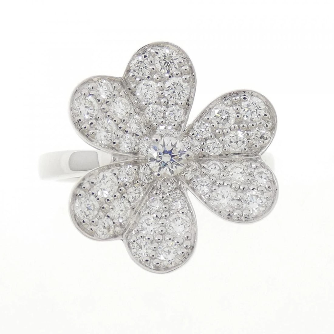 VAN CLEEF & ARPELS FRIVOLE RING: Van Cleef & Arpels Frivole Ring Brand: Van Cleef & Arpels Type: Ring Material: 750 White Gold Main Stone/Creation Natural Color: White Gold Size: 6.5-7 (US size) Accessories: None Accessor