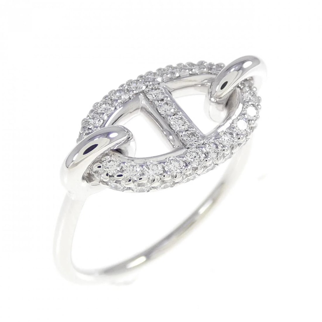 HERMES NEW FARANDOLE RING: HERMES New Farandole Ring Brand: HERMES Type: Ring Material: 750 White Gold Main Stone/Creation Natural Color: White Gold Size: 6.5 (US size) Accessories: None Accessories Notice: When