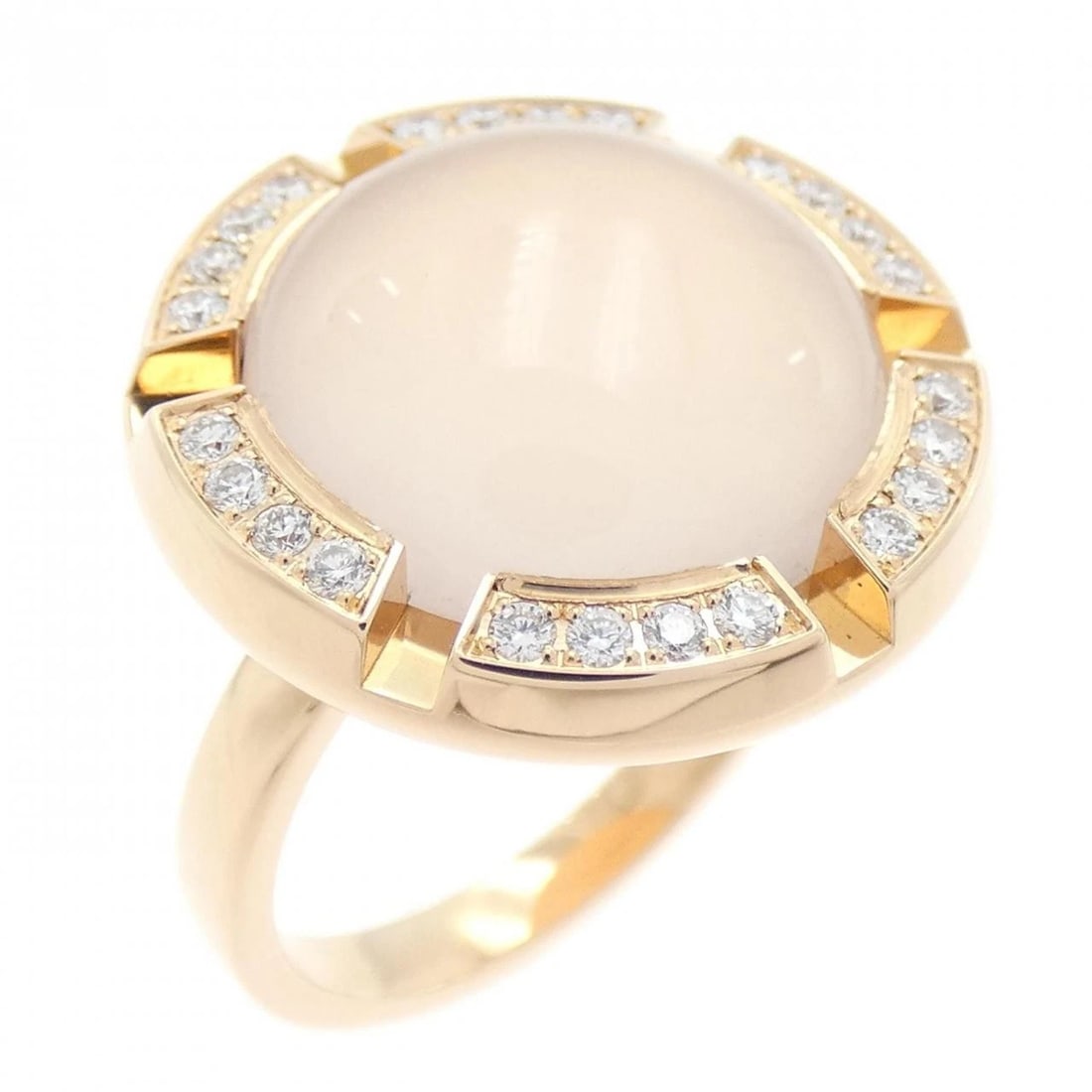 CHAUMET ROSE QUARTZ RING: CHAUMET Rose Quartz Ring Brand: CHAUMET Type: Ring Material: 750 Pink Gold Main Stone/Creation Rose Quartz Color: Pink Gold Size: 5 (US size) (49) Accessories: None Accessories Notice: When