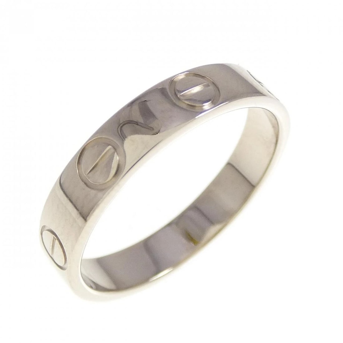 CARTIER MINI LOVE RING: Cartier Mini Love Ring Brand: Cartier Type: Ring Material: 750 White Gold Color: White Gold Size: 5 (US size) (49) Accessories: None Accessories Notice: When purchasing pre-owned goods,