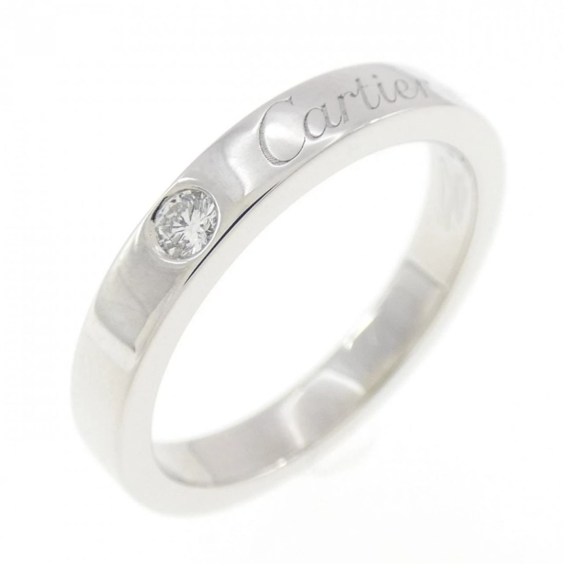 CARTIER WEDDING 1P RING: Cartier Wedding 1P Ring Brand: Cartier Type: Ring Material: Platinum 950 Main Stone/Creation Natural Color: Platinum Size: 3.5-4 (US size) (46) Accessories: None Accessories Notice: When