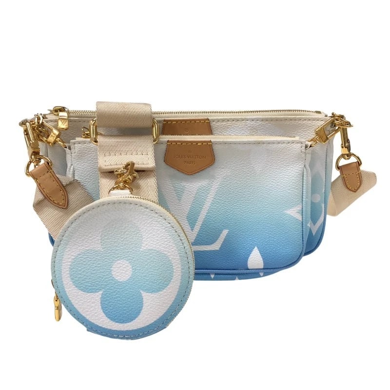 LOUIS VUITTON GIANT MULTI-POCHETTE ACCESSOIRES SHOULDER BAG: LOUIS VUITTON Giant Multi-Pochette Accessoires Shoulder Bag Brand: LOUIS VUITTON Type: Shoulder Bag Material: Monogram Giant Leather Color: White x blue Size: W9.4 x H5.3x D1.6inch Accessories: N