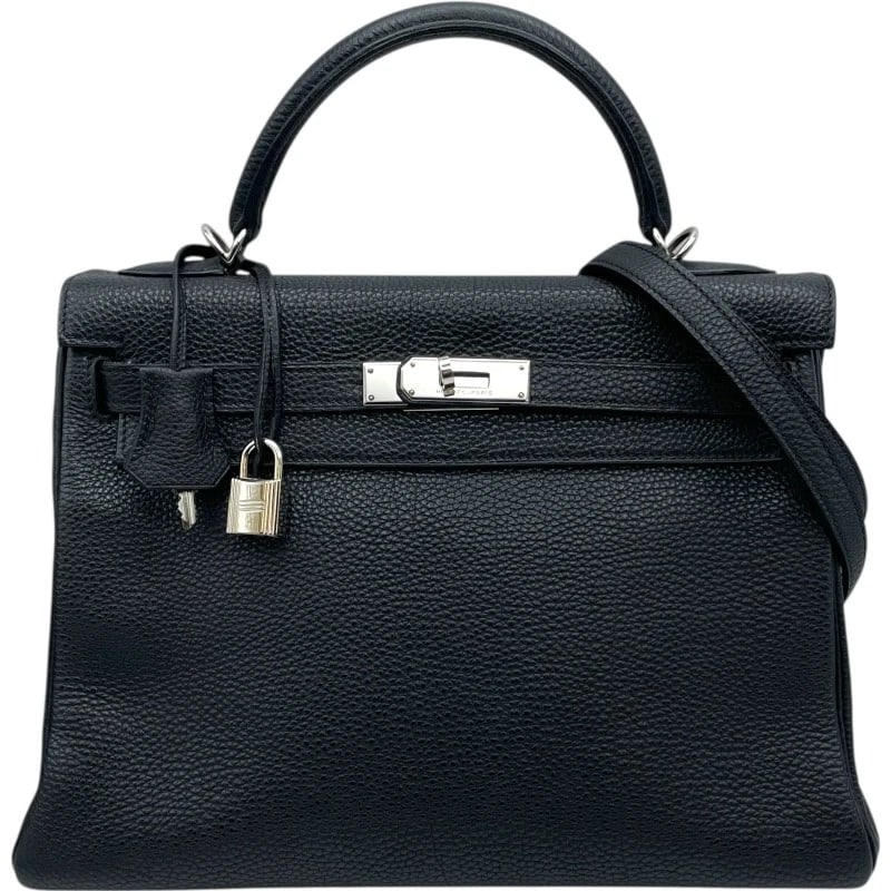 HERMES KELLY 32 INTERNAL SEWING SHOULDER BAG: HERMES Kelly 32 internal sewing Shoulder Bag Brand: HERMES Type: Shoulder Bag Material: Togo Color: Black SVHardware Size: W12.6 x H9.1x D3.9inch Shoulder:35.8inch Accessories: None