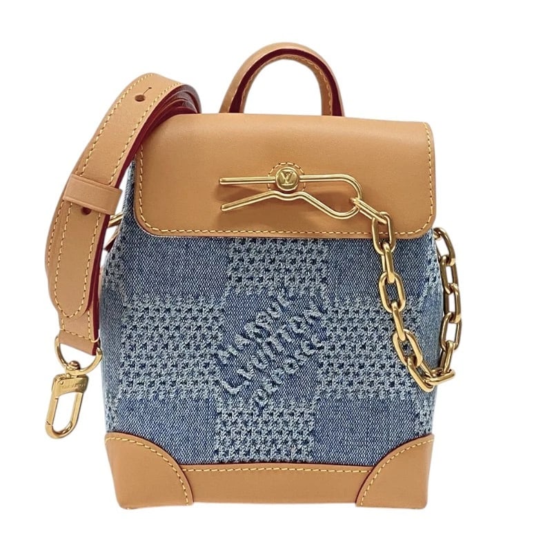LOUIS VUITTON NANO STEAMER SHOULDER BAG: LOUIS VUITTON Nano Steamer Shoulder Bag Brand: LOUIS VUITTON Type: Shoulder Bag Material: Damier denim Color: Blue Gold Hardware Size: W5.9 x H7.1x D2.8inch Shoulder:41.3inch Accessories: None