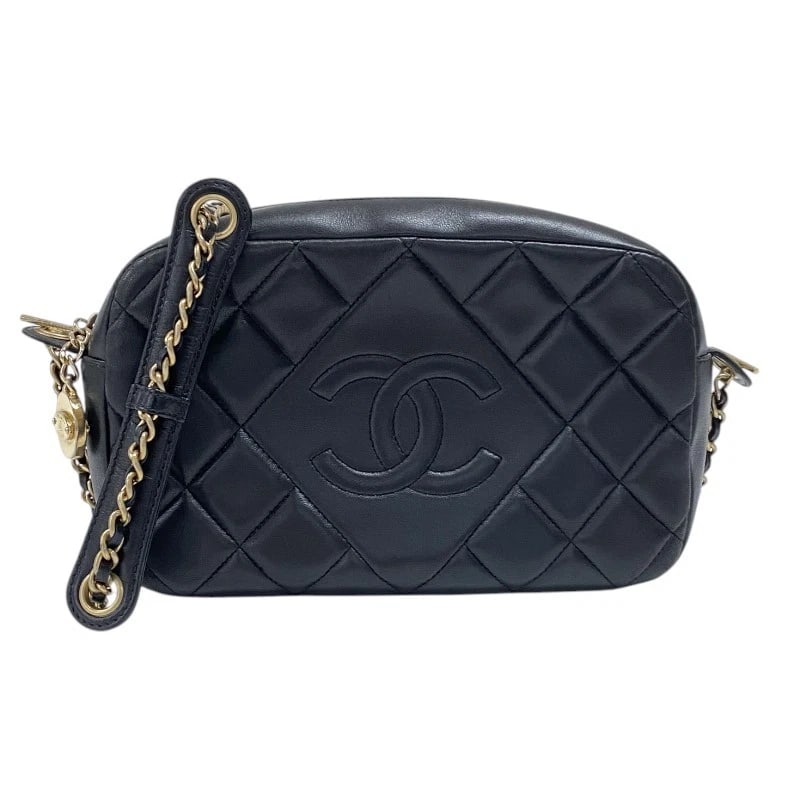 CHANEL MATELASSE COCO MARK SHOULDER BAG: CHANEL Matelasse COCO Mark Shoulder Bag Brand: CHANEL Type: Shoulder Bag Material: lambskin Color: Black Gold Hardware Size: W7.9 x H5.1x D2.2inch Shoulder:44.9inch Accessories: None