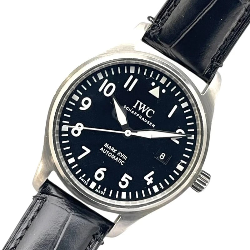 IWC PILOT WATCH MARK BLACK SS/LEATHER WATCH (1 of 4)