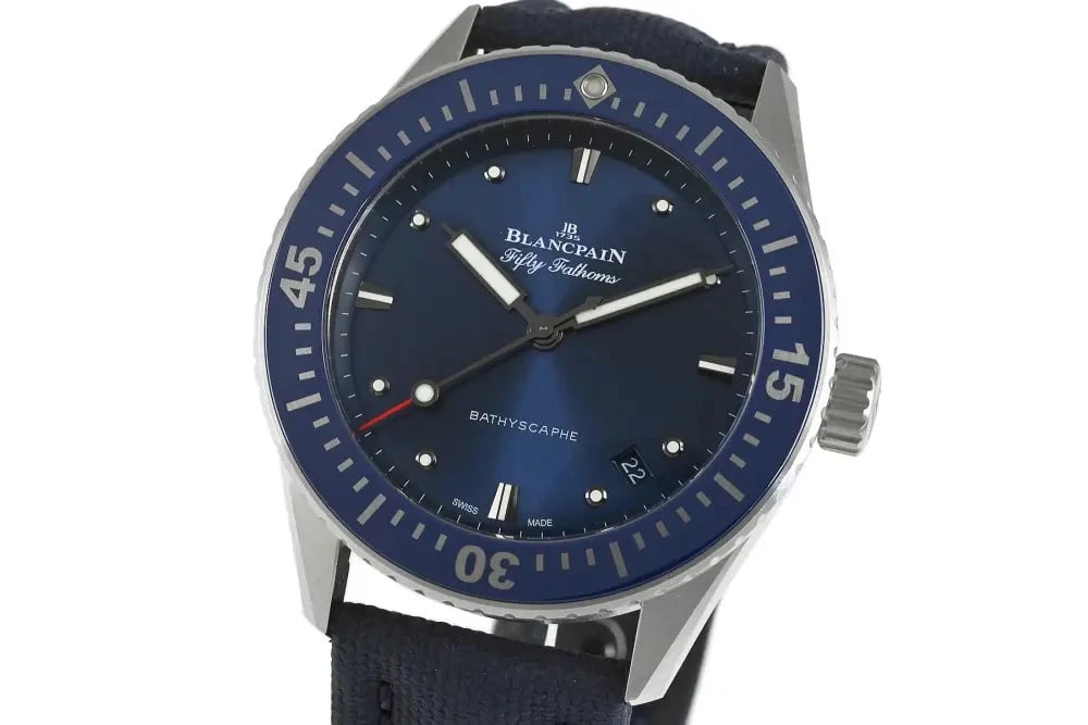 BLANCPAIN FATHOMS BATHYSCAPHE WATCH: BLANCPAIN Fathoms Bathyscaphe Brand: BLANCPAIN Type: Wrist watch Material: Band Material Genuine Belt, Buckle Case Material SS Color: Dial Blue Size: [ Case size ] 38mm Case Thickness 10.5mm Acce