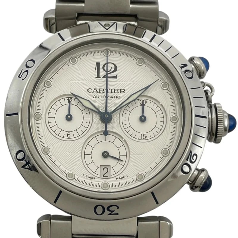 CARTIER PASHA CHRONOGRAPH WHITE WATCH (1 of 6)