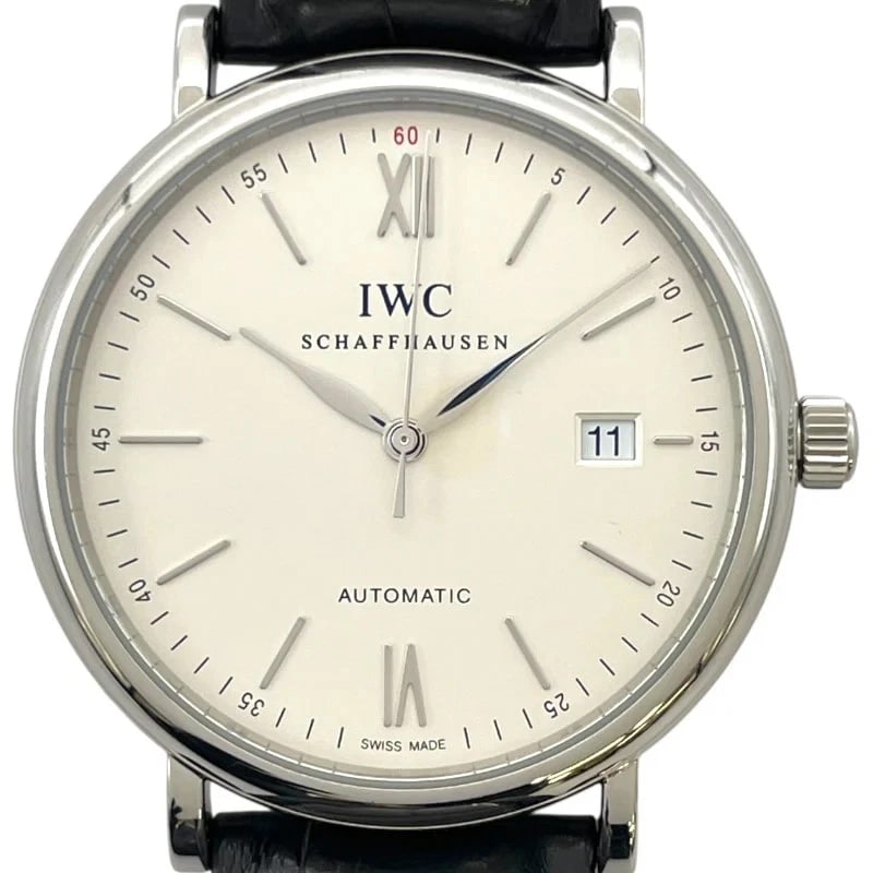 IWC PORTOFINO SILVER WATCH: IWC Portofino Silver Brand: IWC Type: Wrist watch Material: SS Color: Dial Silver Size: [ Case size ] 40mm / Case shape: Round face / Case thickness: 9.3mm Accessories: None Accessories No
