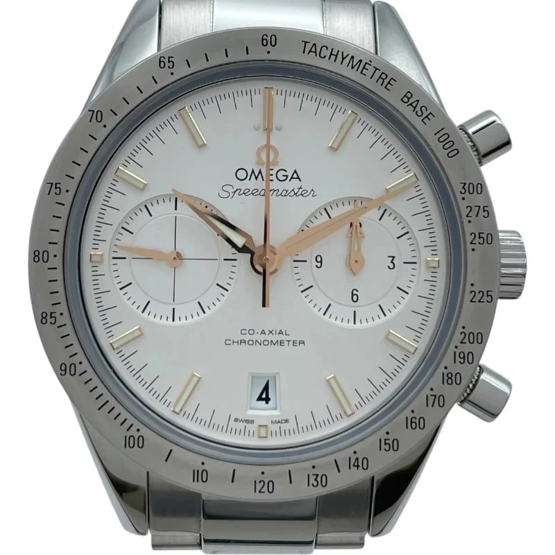OMEGA SPEEDMASTER CO-AXIAL CHRONOGRAPH WHITE WATCH: Omega Speedmaster Co-Axial Chronograph White Brand: OMEGA Type: Wrist watch Material: SS Color: Dial White Size: [ Case size ] 41.5 / Case shape: Round face / Case thickness: 16.2mm [ Arm circumfe
