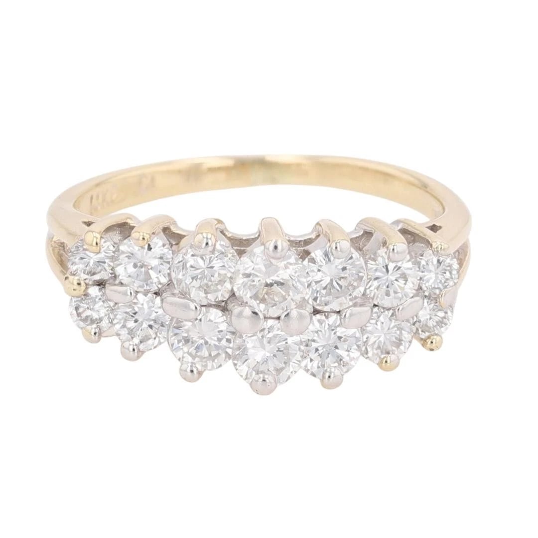 ROUND CUT DIAMOND TWO-ROW PYRAMID BAND RING (1 of 2)