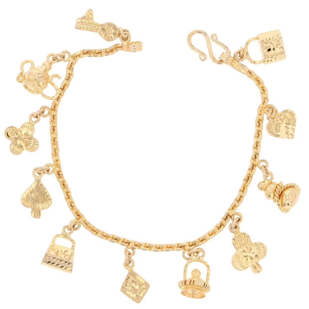 DIAMOND-CUT MULTI-SHAPE DANGLE CHARM BRACELET - 2