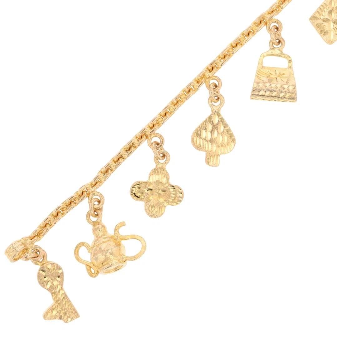 DIAMOND-CUT MULTI-SHAPE DANGLE CHARM BRACELET - 3