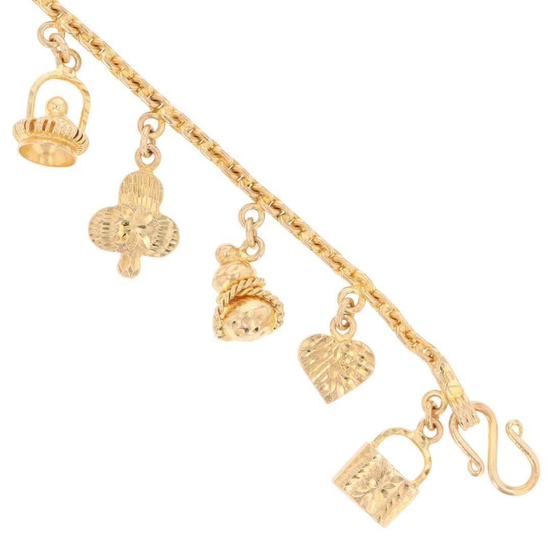 DIAMOND-CUT MULTI-SHAPE DANGLE CHARM BRACELET - 4