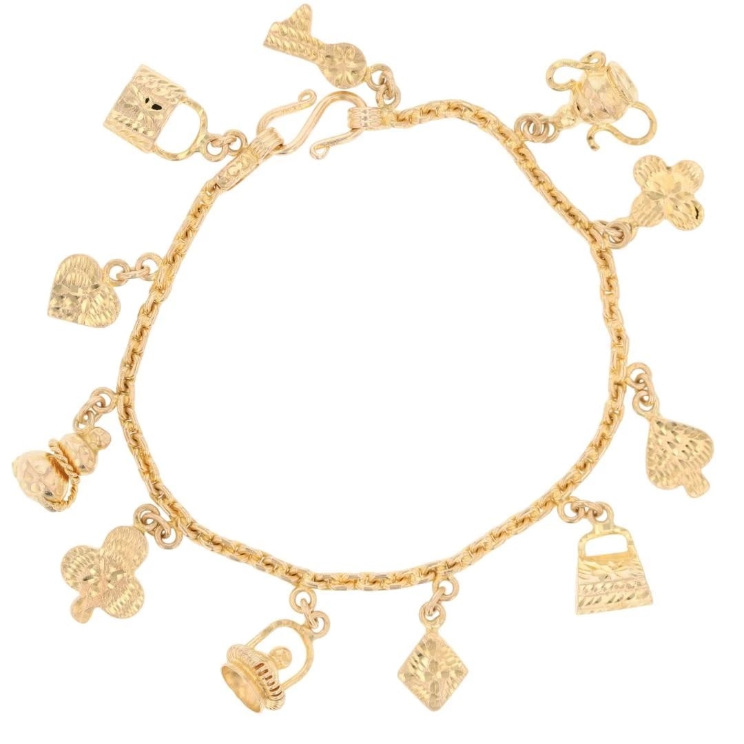 DIAMOND-CUT MULTI-SHAPE DANGLE CHARM BRACELET - 5