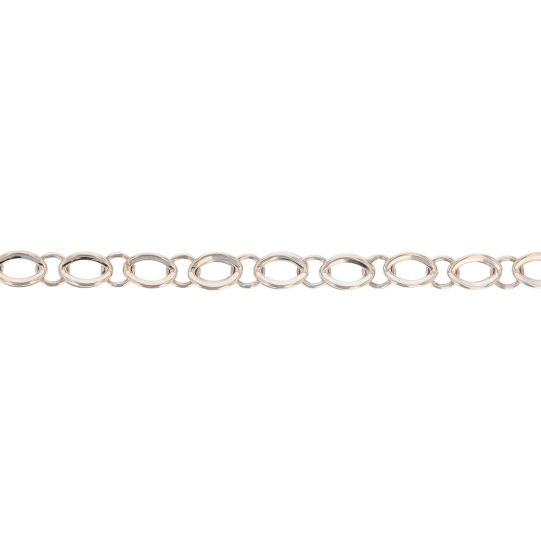 MARQUISE DOUBLE LINK CHAIN BRACELET 14K WHITE GOLD (1 of 5)