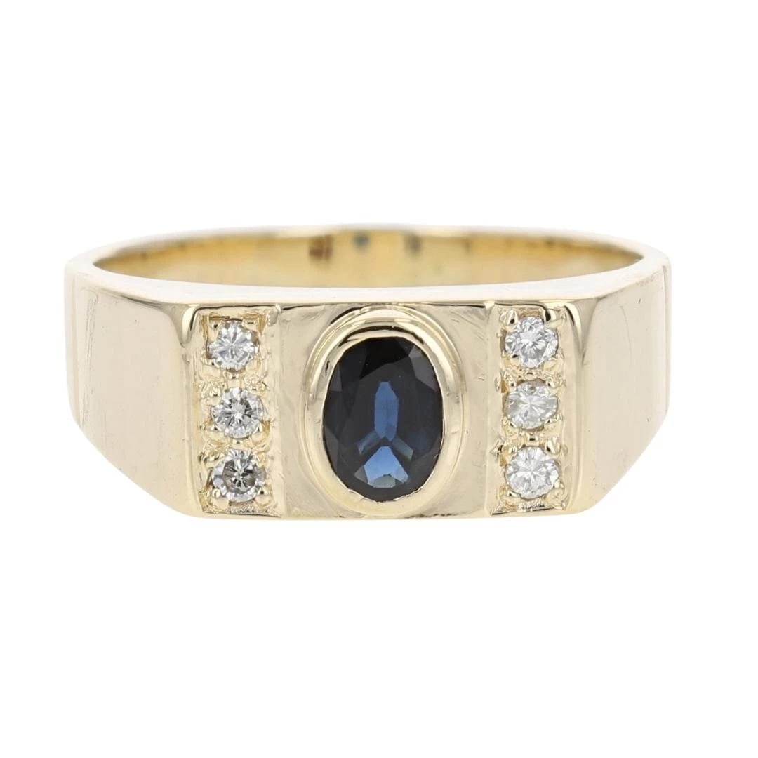 OVAL SAPPHIRE WITH DIAMOND ACCENTS BEZEL SET RING (1 of 2)