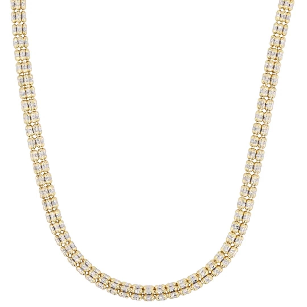 MULTI-ROW BEADED LINK NECKLACE 14K MULTI-TONE GOLD (1 of 5)