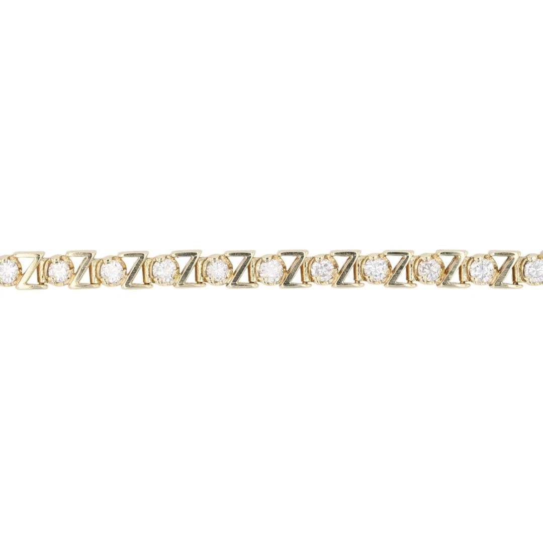 ROUND CUT DIAMOND TENNIS BRACELET 14K YELLOW GOLD (1 of 5)