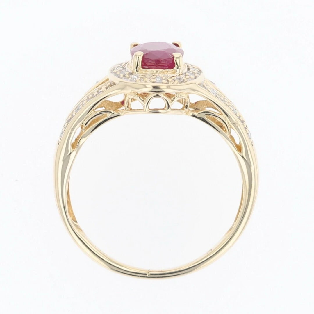 OVAL RUBY SOLITAIRE WITH DIAMOND HALO RING - 2