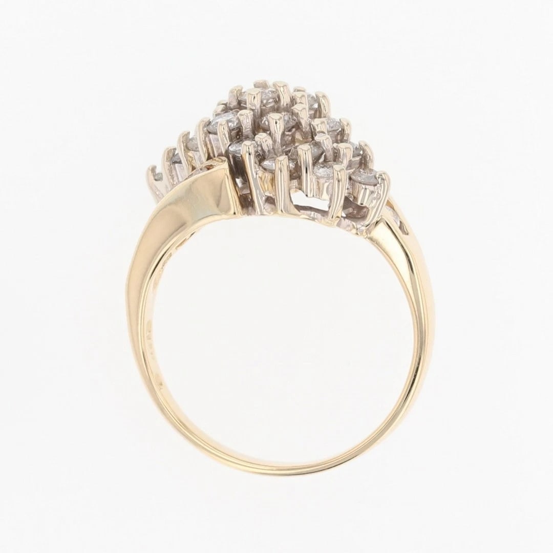 ROUND CUT DIAMOND CLUSTER BYPASS STATEMENT RING - 2